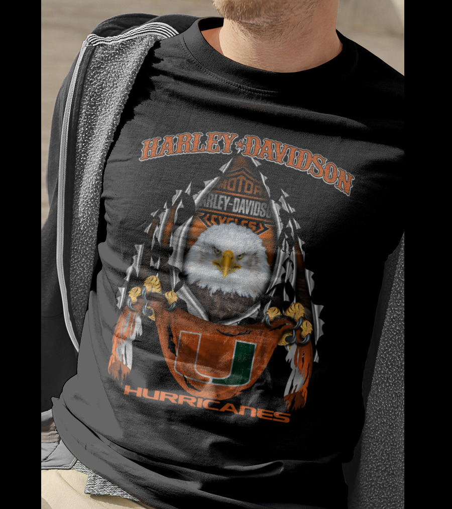 Harley Davidson Eagles Ncaa Miami Hurricanes U T-Shirt
