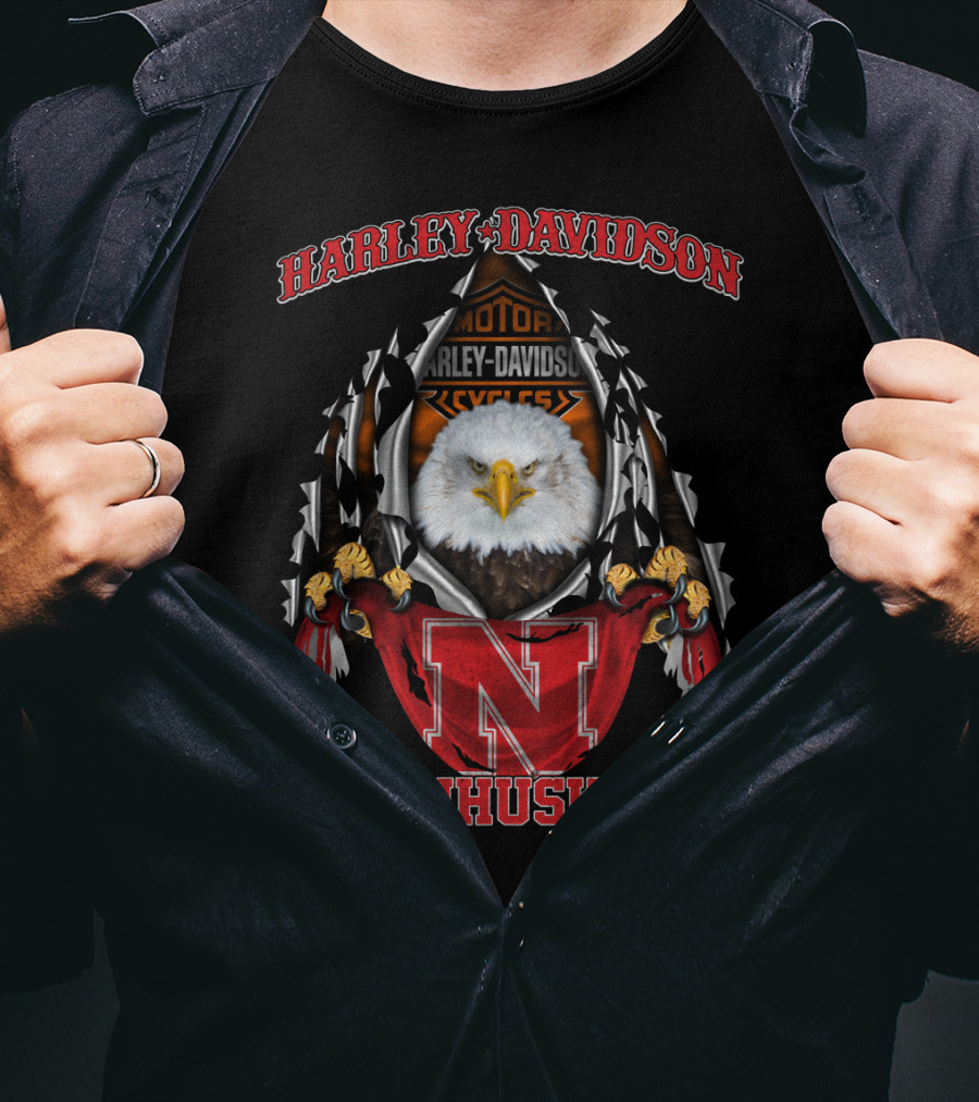 Harley Davidson Nebraska Cornhuskers Eagle Motorcycles T-Shirt
