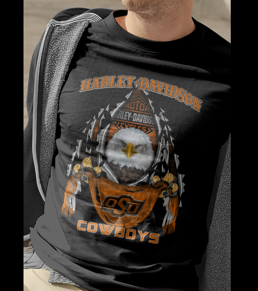 Harley Davidson Osu Cowboys Eagle Motorcycles T-Shirt