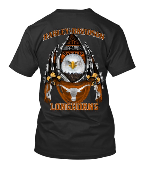 Harley Davidson Motorcycles Longhorns Eagle Texas T-Shirt