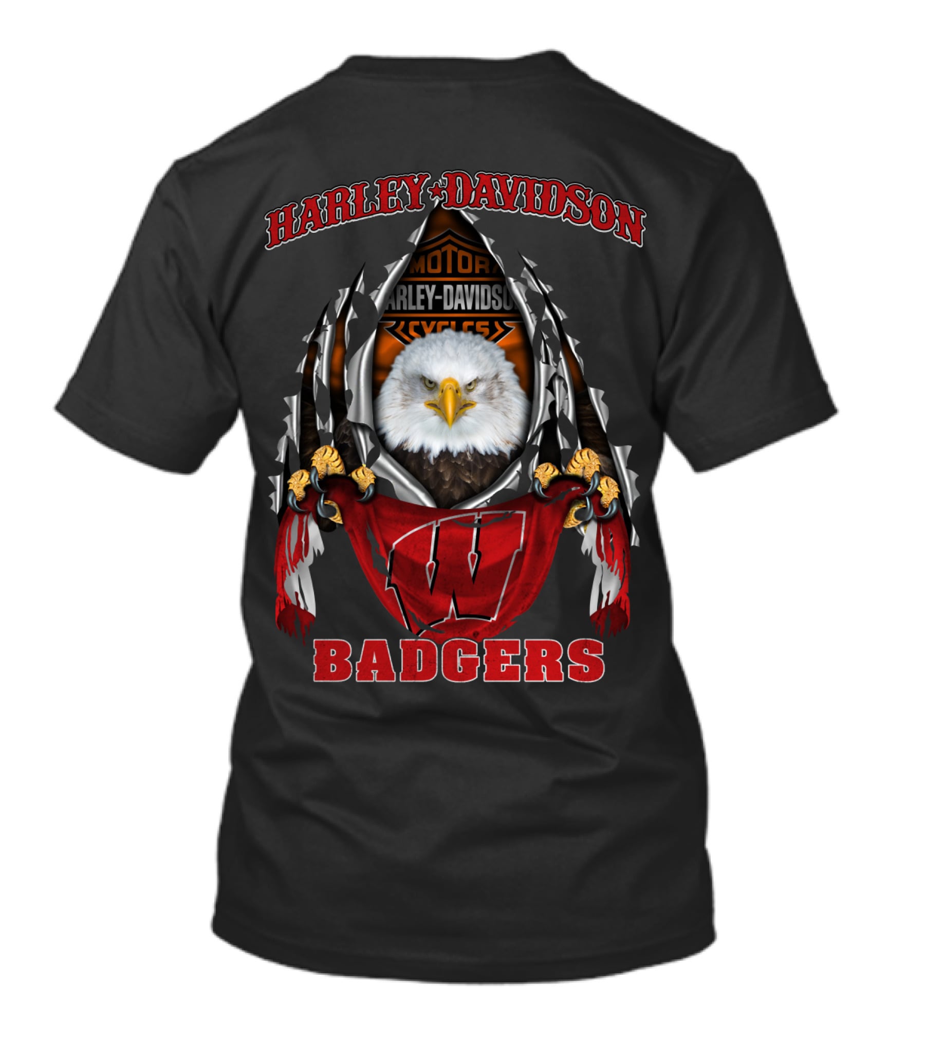 Harley Davidson Motorcycles Wisconsin Badgers Eagle T-Shirt