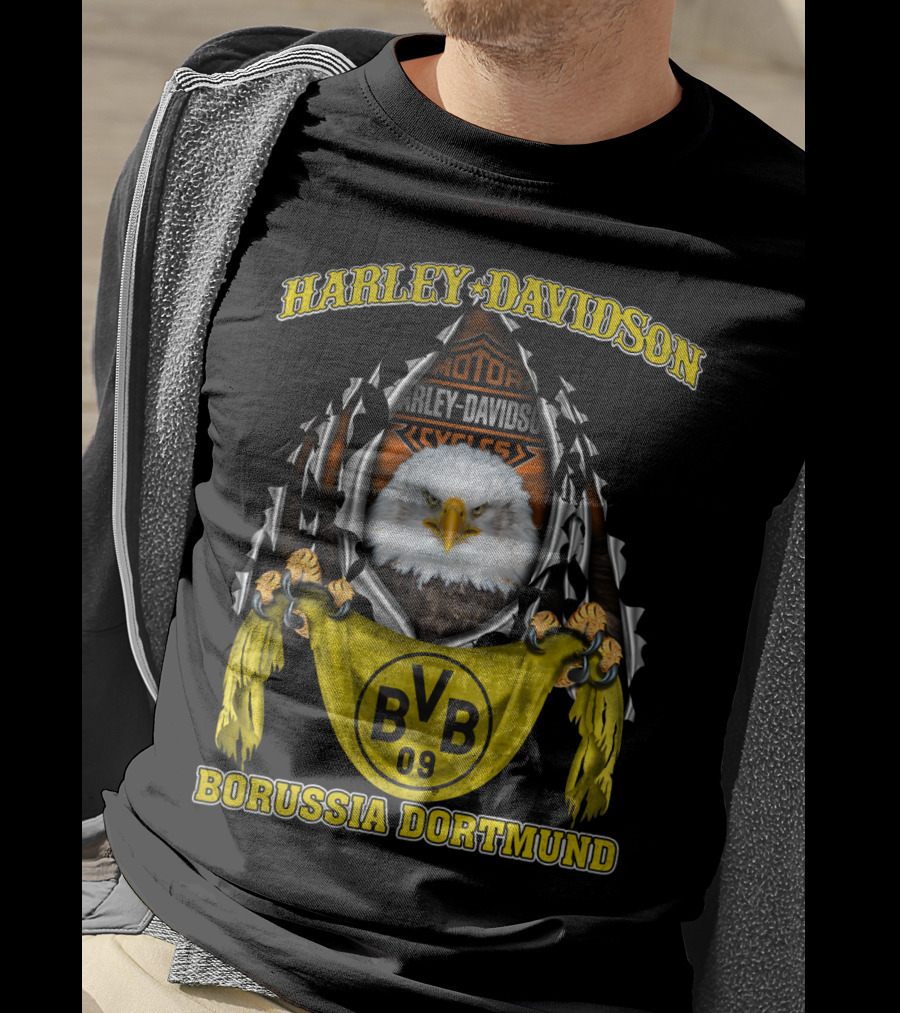 Harley Davidson Bvb 09 Borussia Dortmund Eagle Motor Cycles T-Shirt