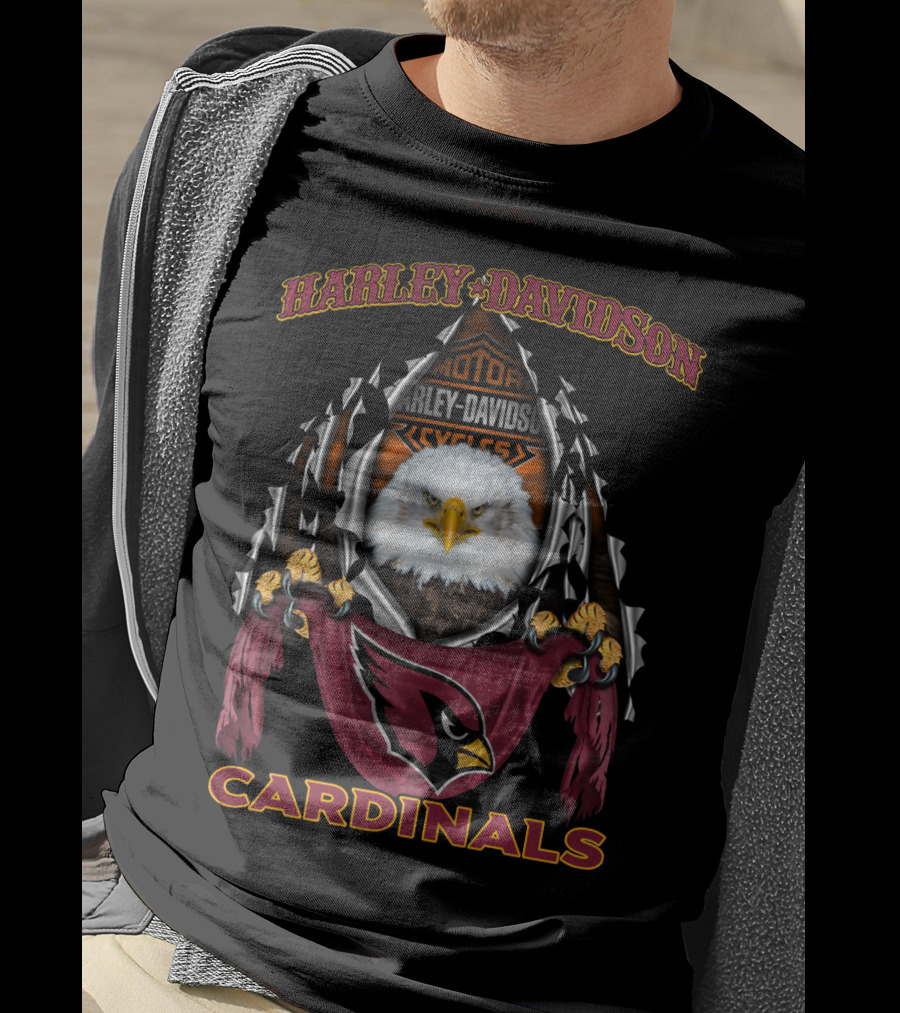 Harley Davidson Motor Cycles Eagle Cardinals Arizona Cardinals T-Shirt