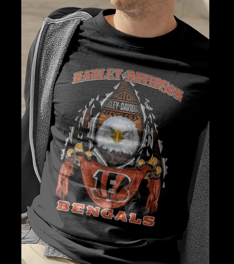 Harley Davidson Motor Cycles Eagle Bengals T-Shirt