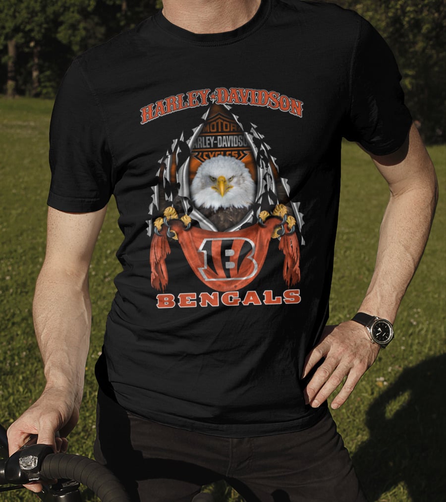 Harley Davidson Motor Cycles Eagle Bengals T-Shirt