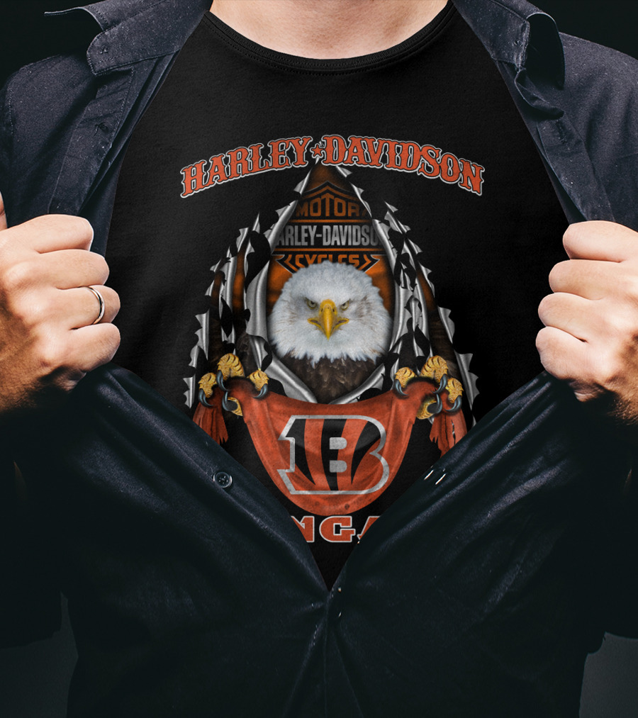Harley Davidson Motor Cycles Eagle Bengals T-Shirt