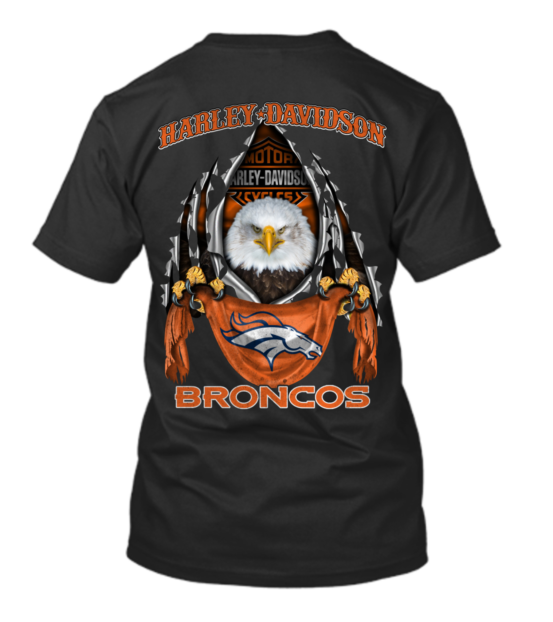 Harley Davidson Motor Cycles Eagle Denver Broncos T-Shirt