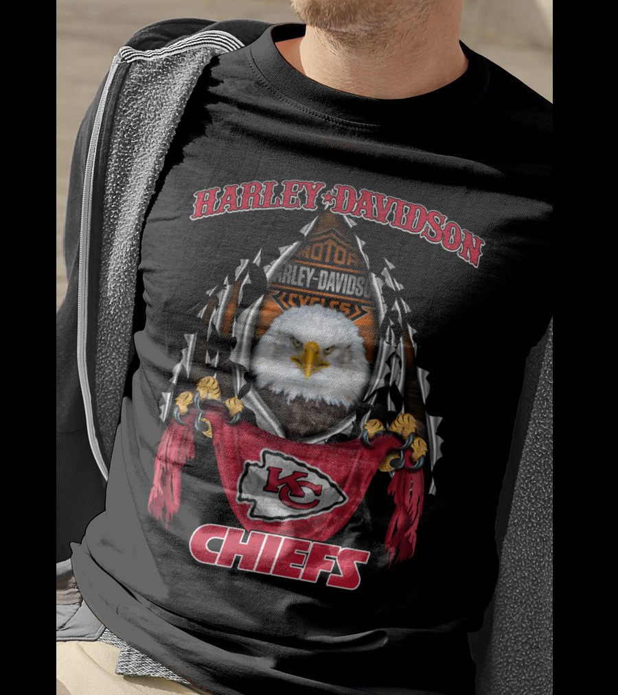 Harley Davidson Kansas City Chiefs Eagle Motorcycles Nfl T-Shirt