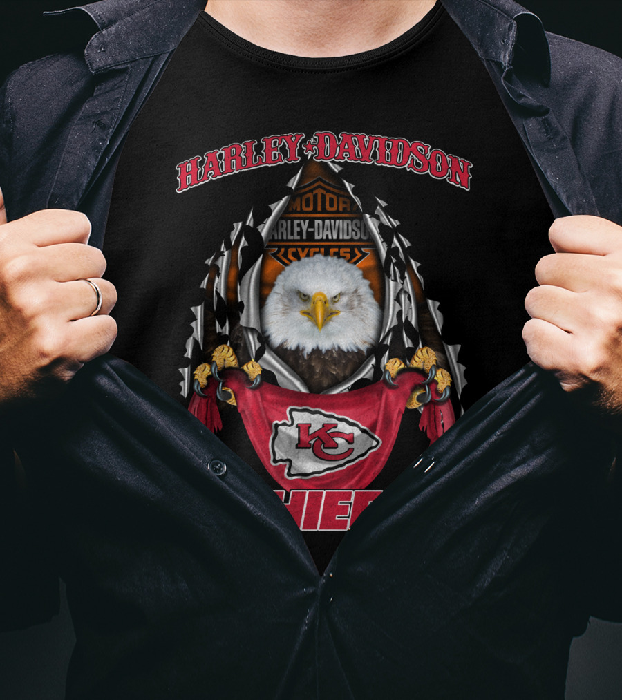 Harley Davidson Kansas City Chiefs Eagle Motorcycles Nfl T-Shirt