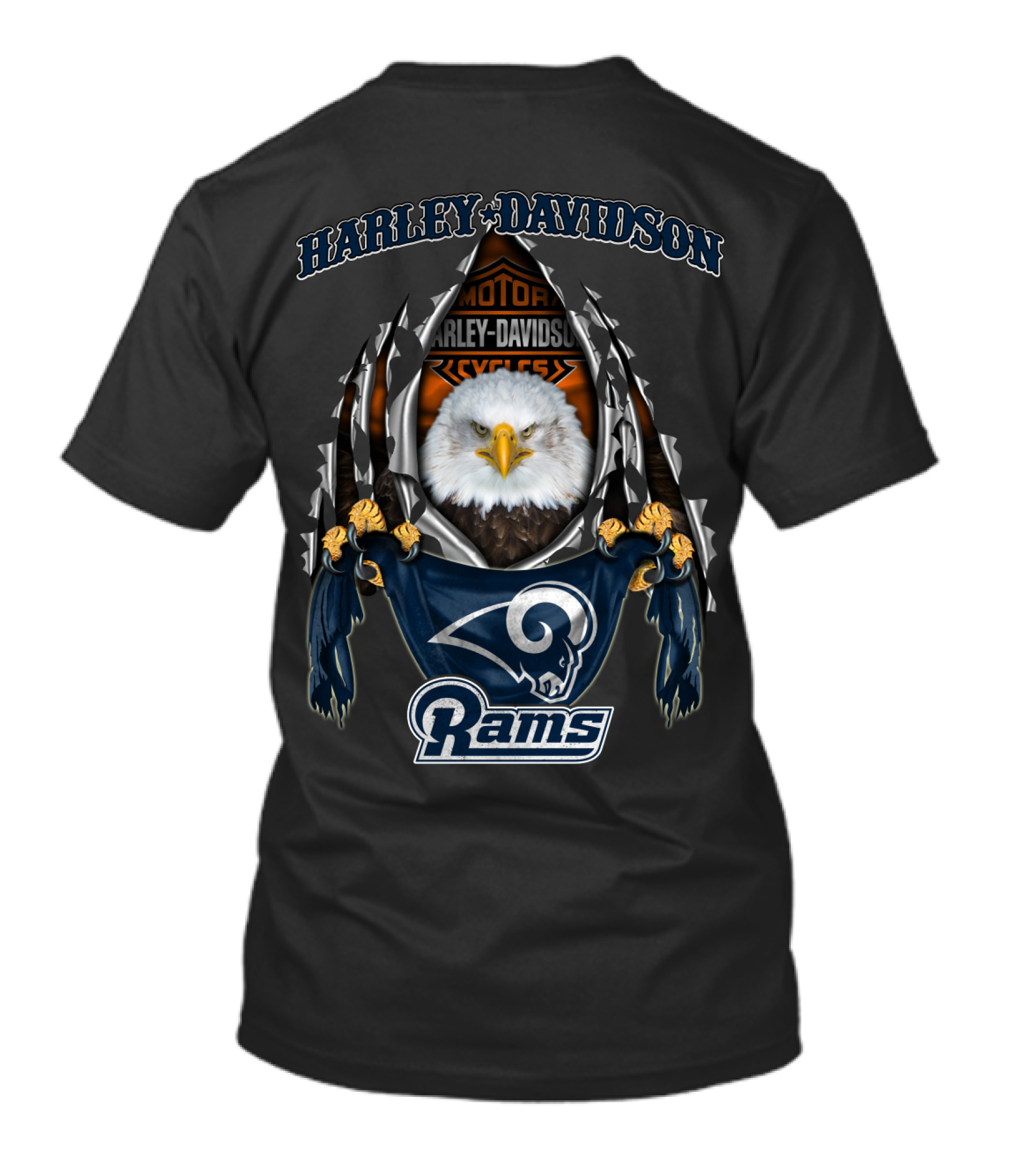 Harley Davidson Motor Cycles Eagle Los Angeles Rams T-Shirt