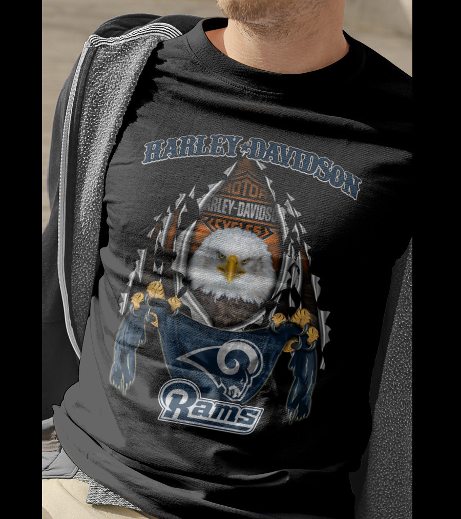 Harley Davidson Motor Cycles Eagle Los Angeles Rams T-Shirt
