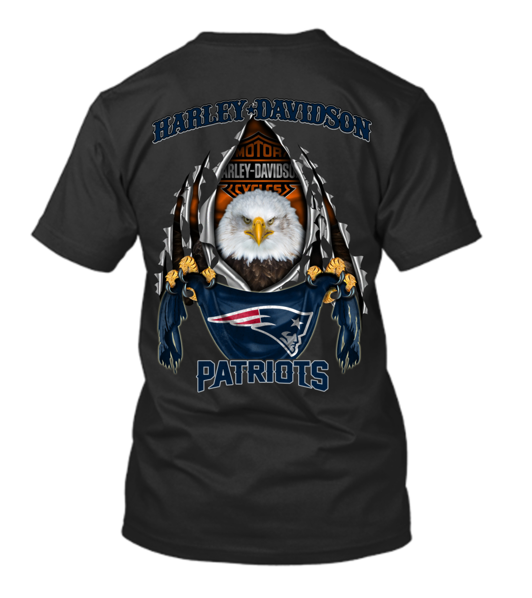 Harley Davidson New England Patriots Eagle Nfl Motor Cycles T-Shirt