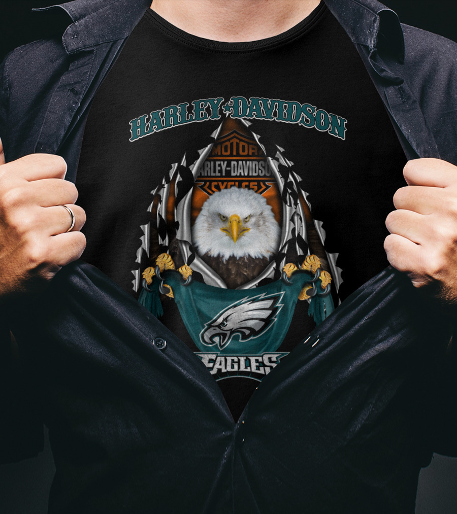 Harley Davidson Eagles Motor Philadelphia Nfl Cycles T-Shirt