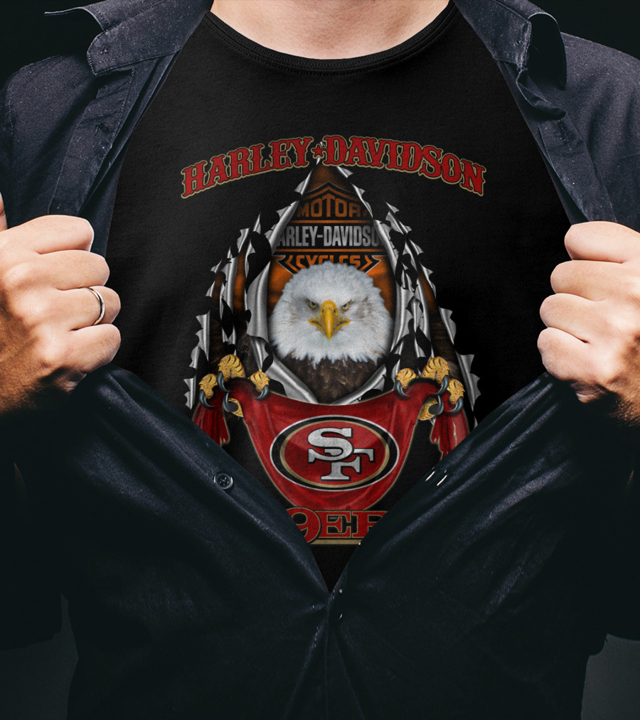 Harley Davidson 49ers Sf Motorcycle Eagle T-Shirt