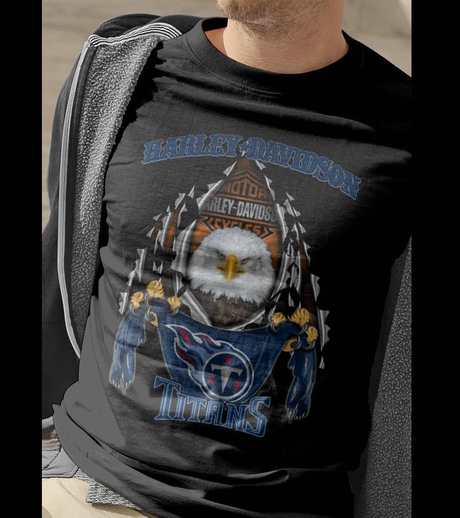 Harley Davidson Motor Cycles Eagle Tennessee Titans T-Shirt