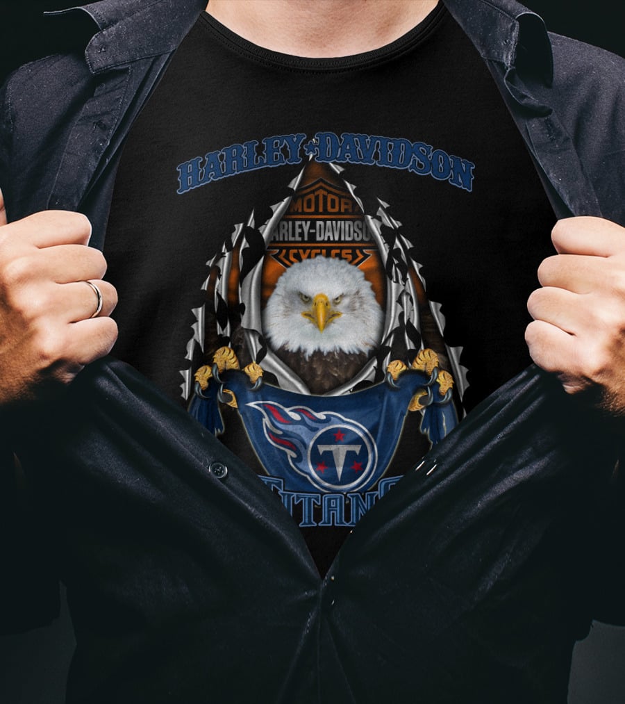 Harley Davidson Motor Cycles Eagle Tennessee Titans T-Shirt