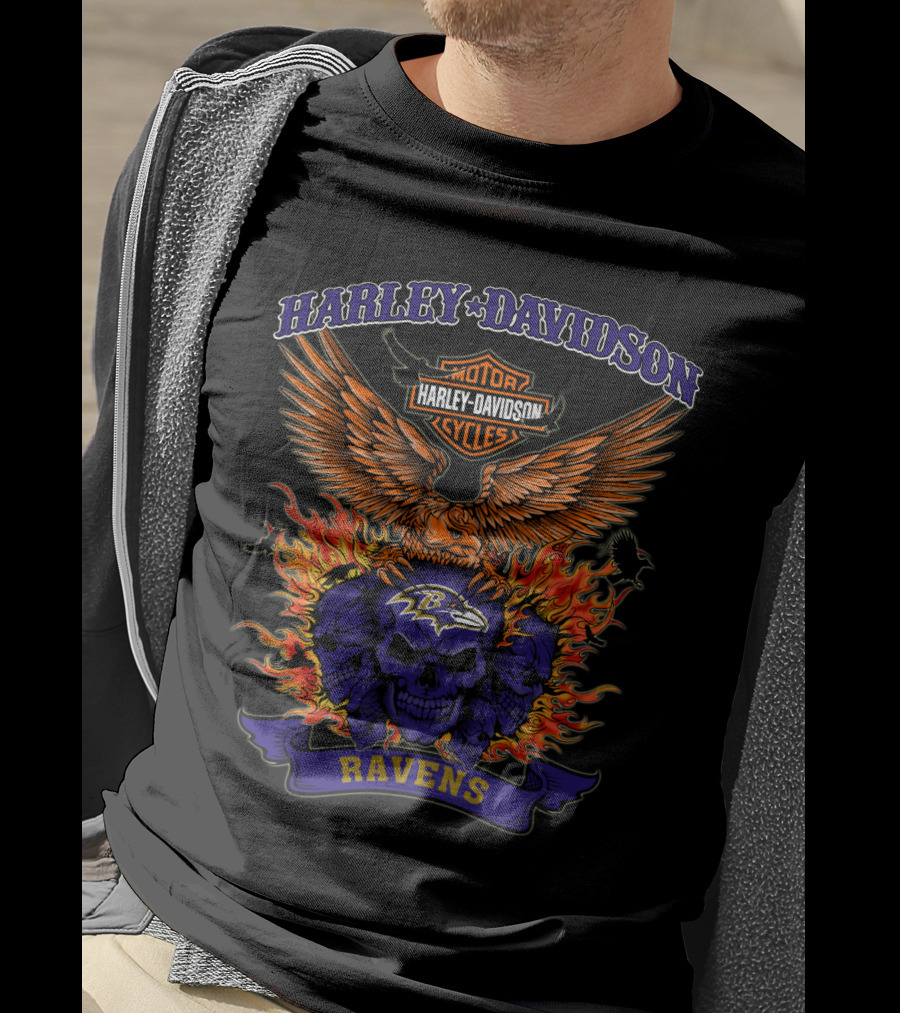 Harley Davidson Motor Cycles Baltimore Ravens 0304 Nfl T-Shirt