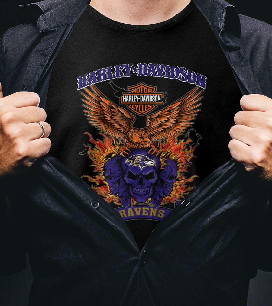 Harley Davidson Motor Cycles Baltimore Ravens 0304 Nfl T-Shirt