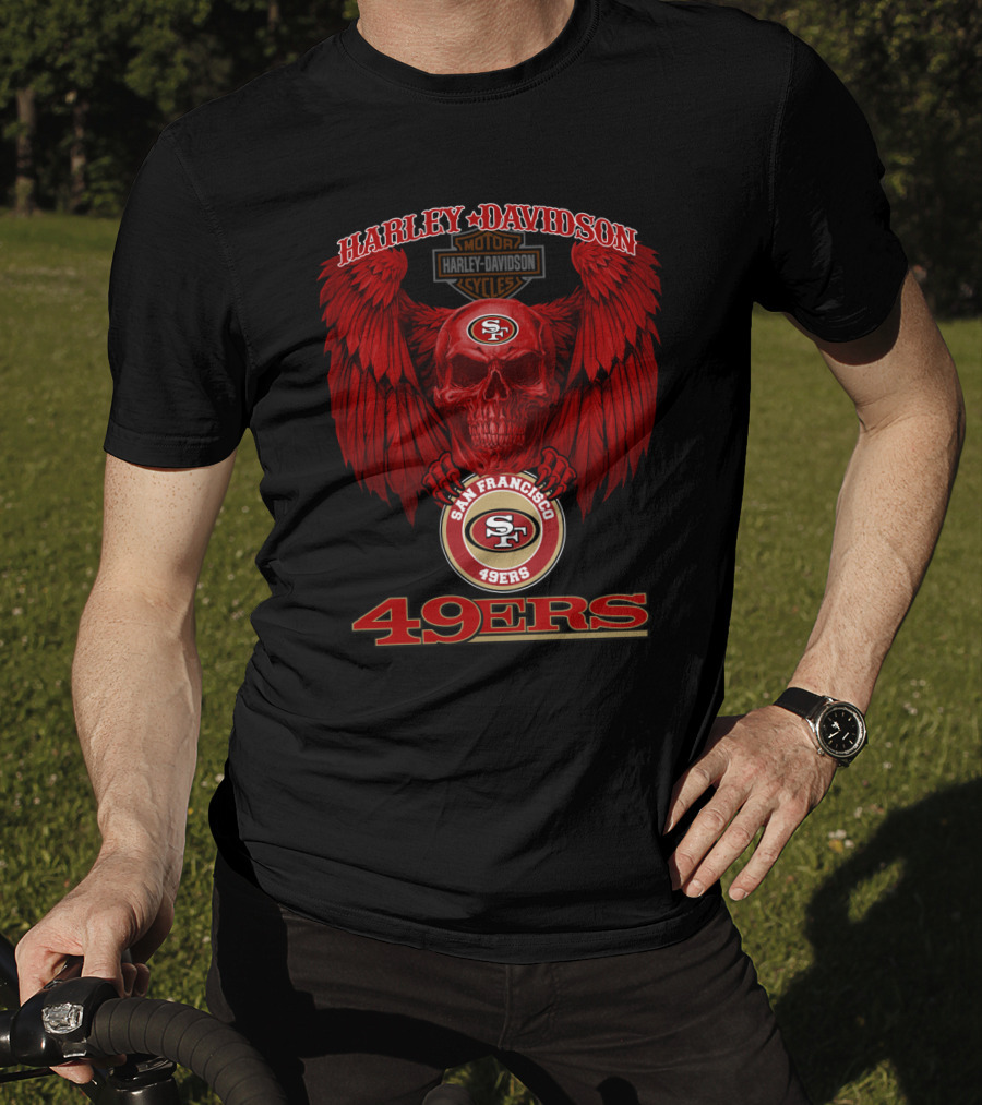 Harley Davidson San Francisco 49ers Skull Wings 49ers T-Shirt