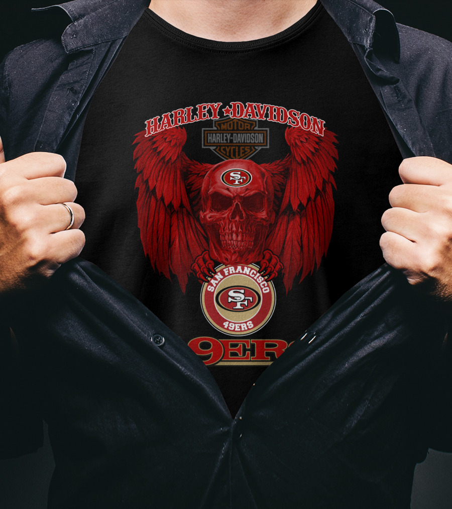 Harley Davidson San Francisco 49ers Skull Wings 49ers T-Shirt