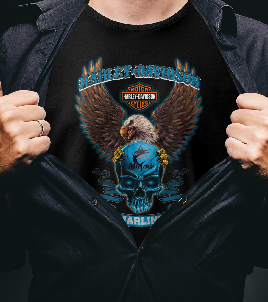 Harley Davidson Motor Cycles Miami Marlins T-Shirt