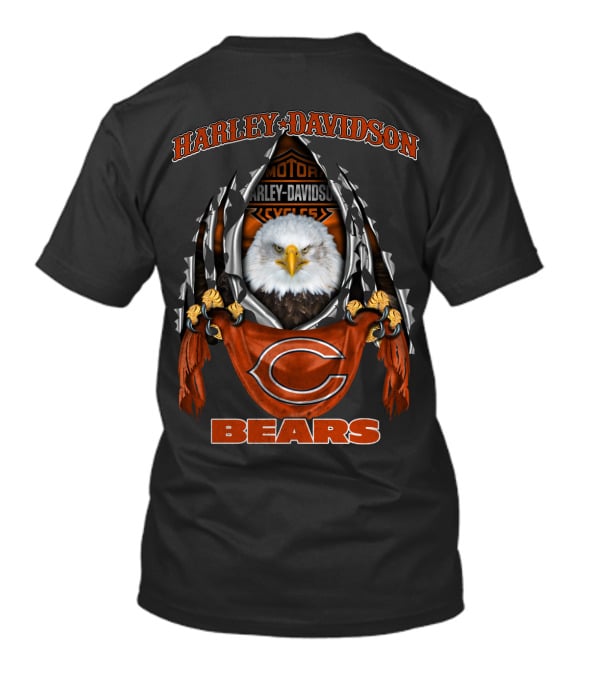 Harley Davidson Bears Chicago Nfl Motorcycle Eagle T-Shirt