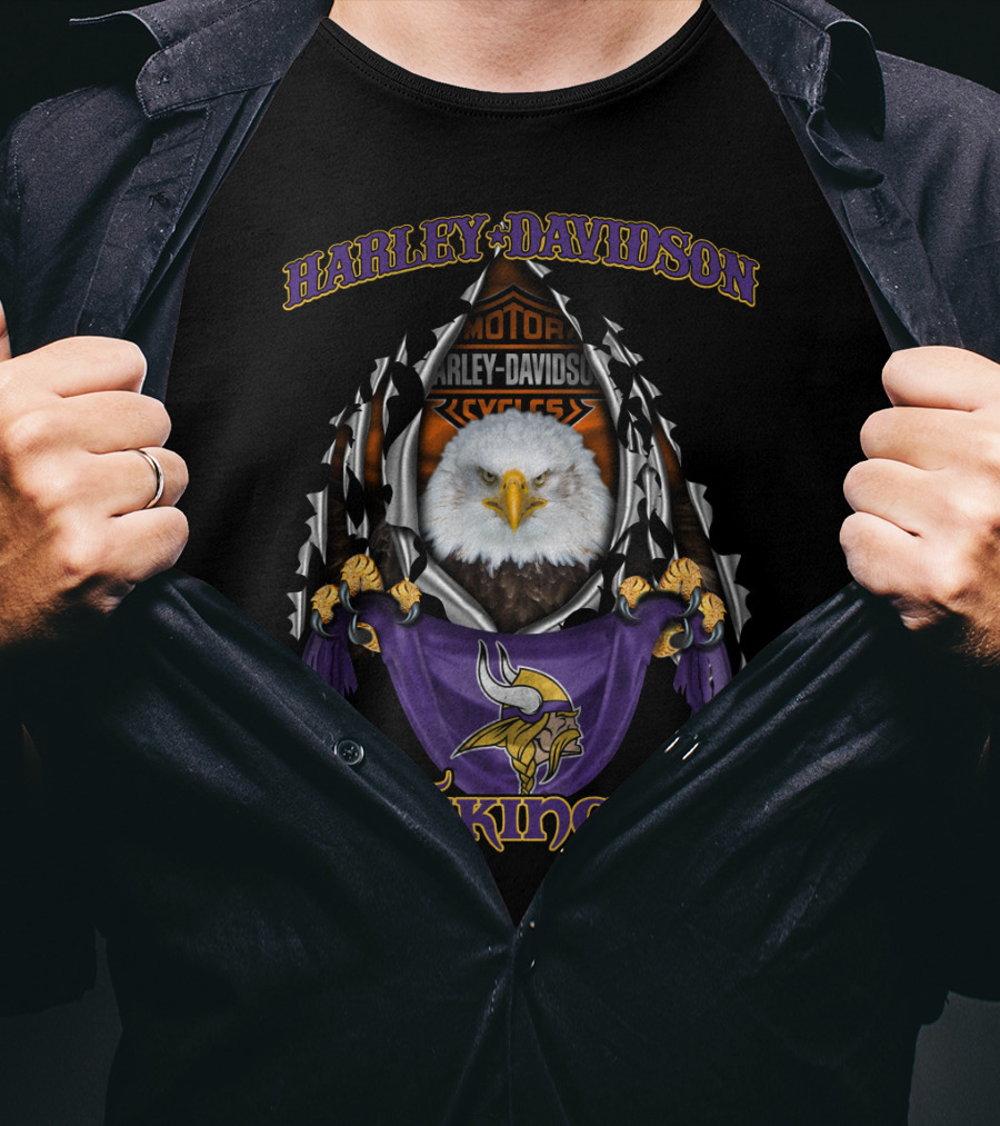 Harley Davidson Motorcycles 84 Minnesota Vikings Eagle T-Shirt