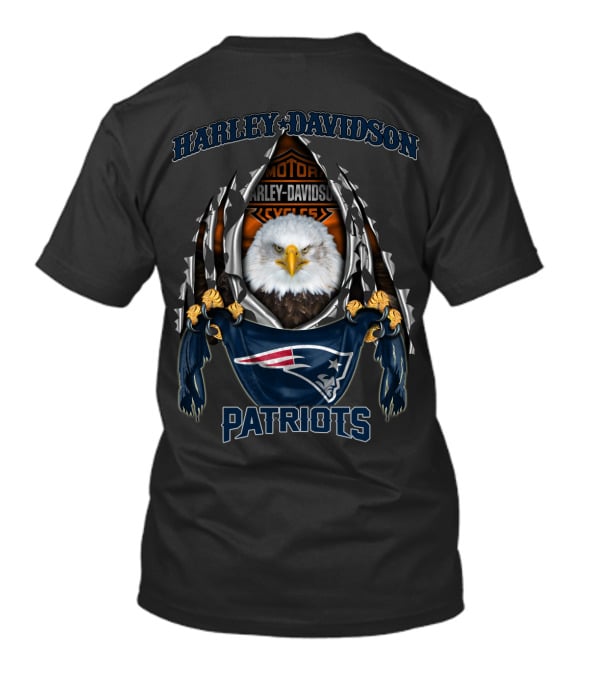 Harley Davidson Motorcycles Bald Eagle New England Patriots T-Shirt