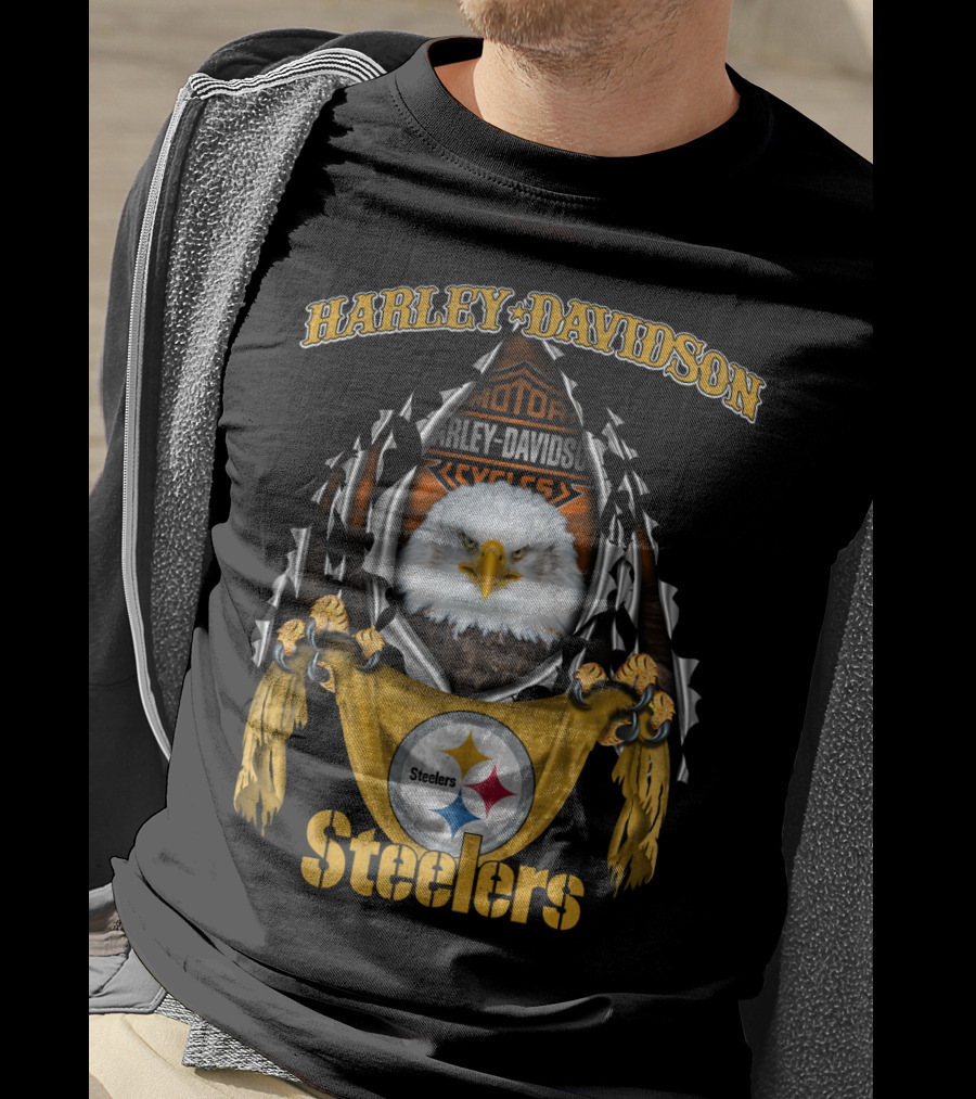 Harley Davidson Motorcycles Steelers Eagle T-Shirt