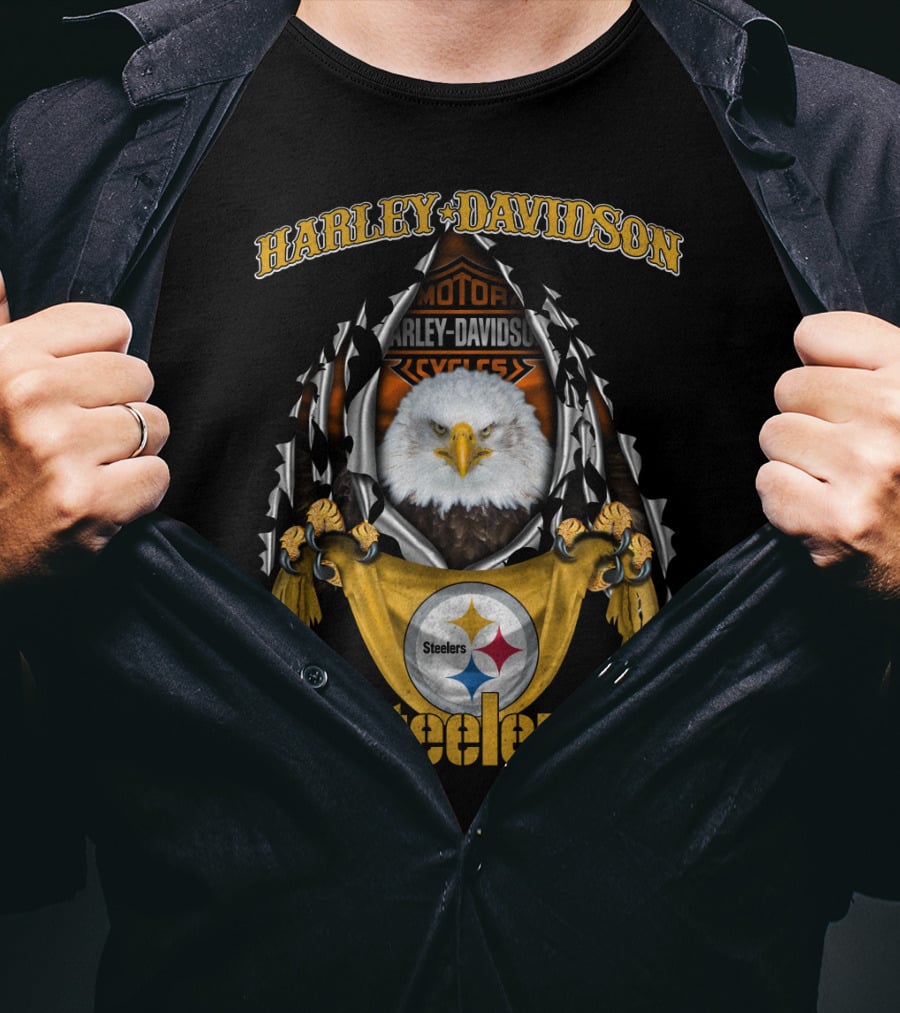 Harley Davidson Motorcycles Steelers Eagle T-Shirt