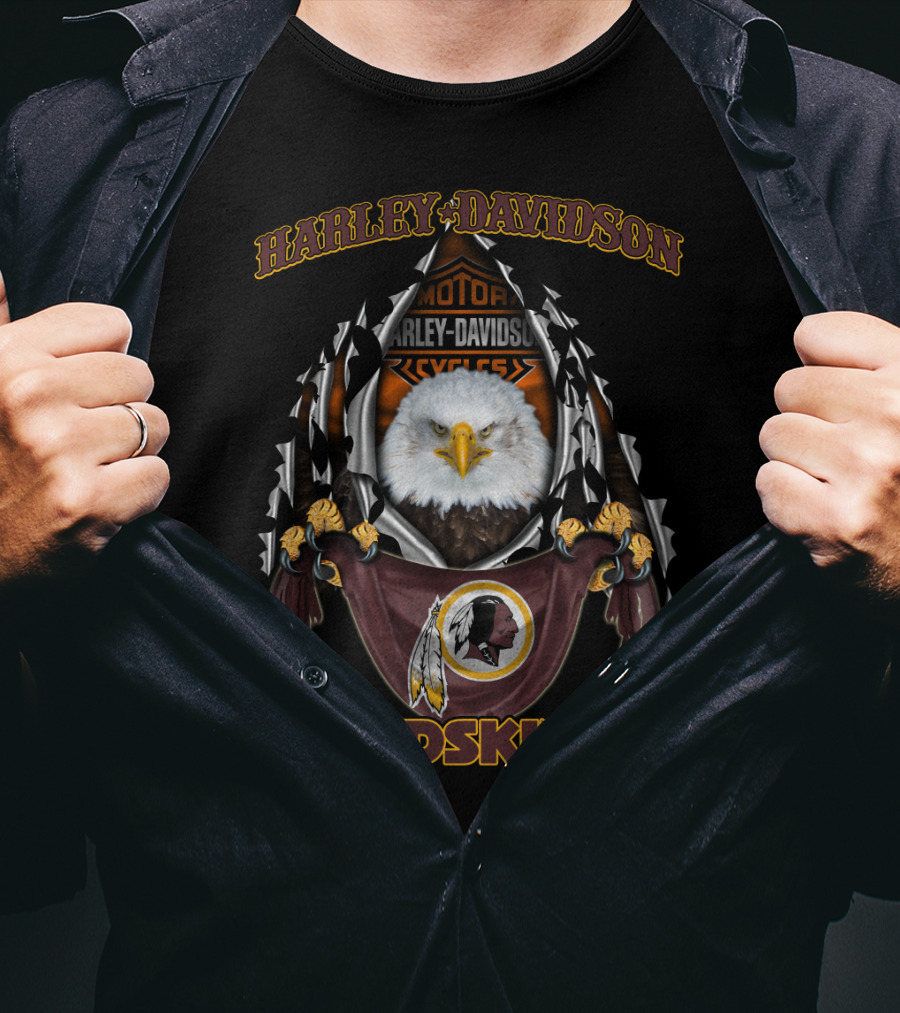 Harley Davidson Redskins Nfl Bald Eagle 84 Washington T-Shirt