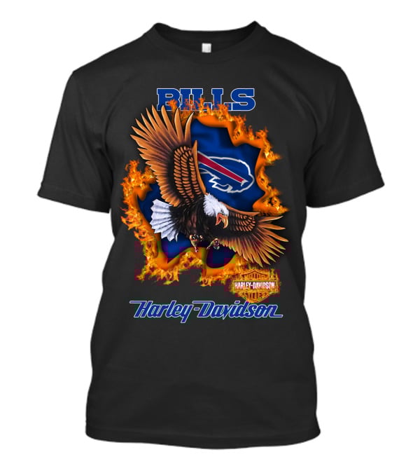 Bills Harley Davidson Buffalo Bills Eagle Flames T-Shirt