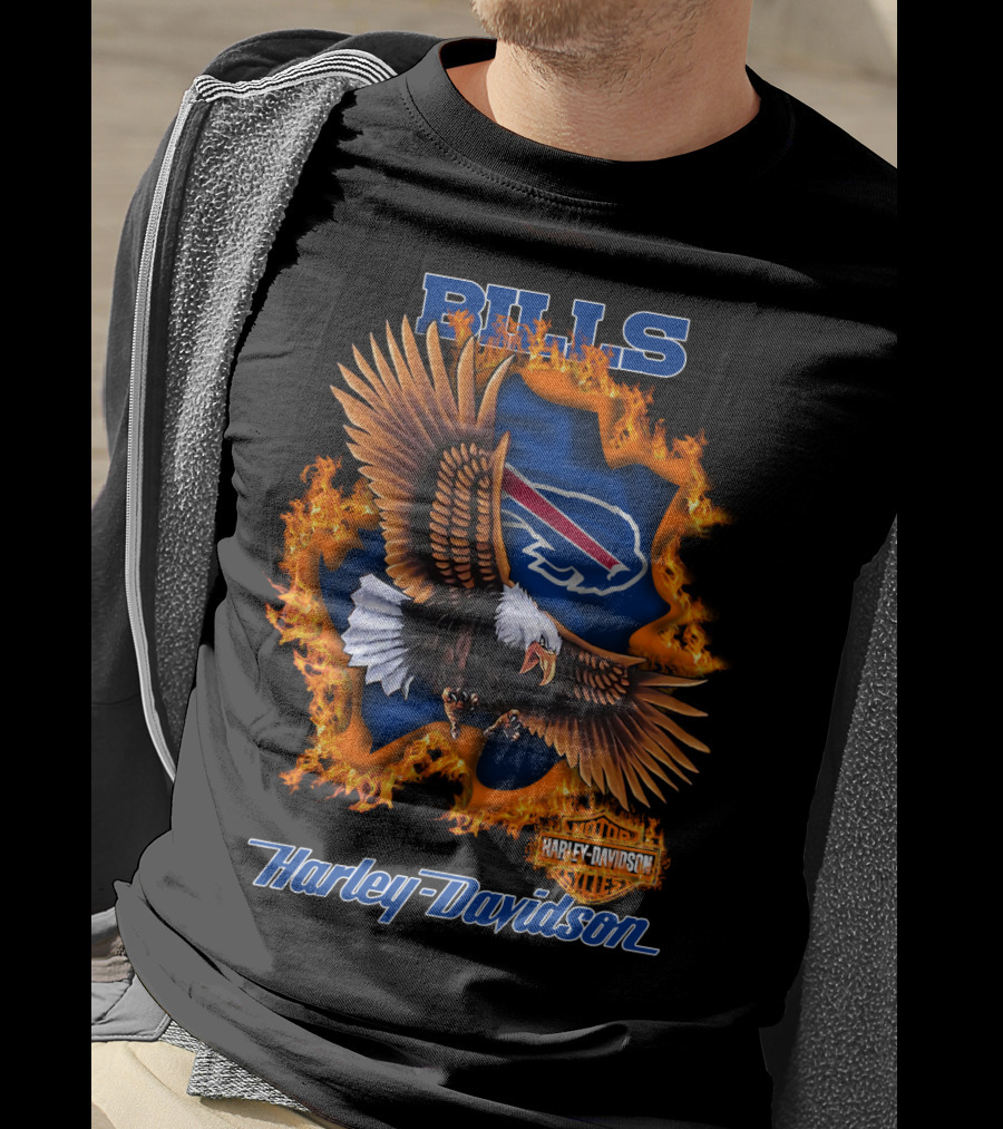 Bills Harley Davidson Buffalo Bills Eagle Flames T-Shirt