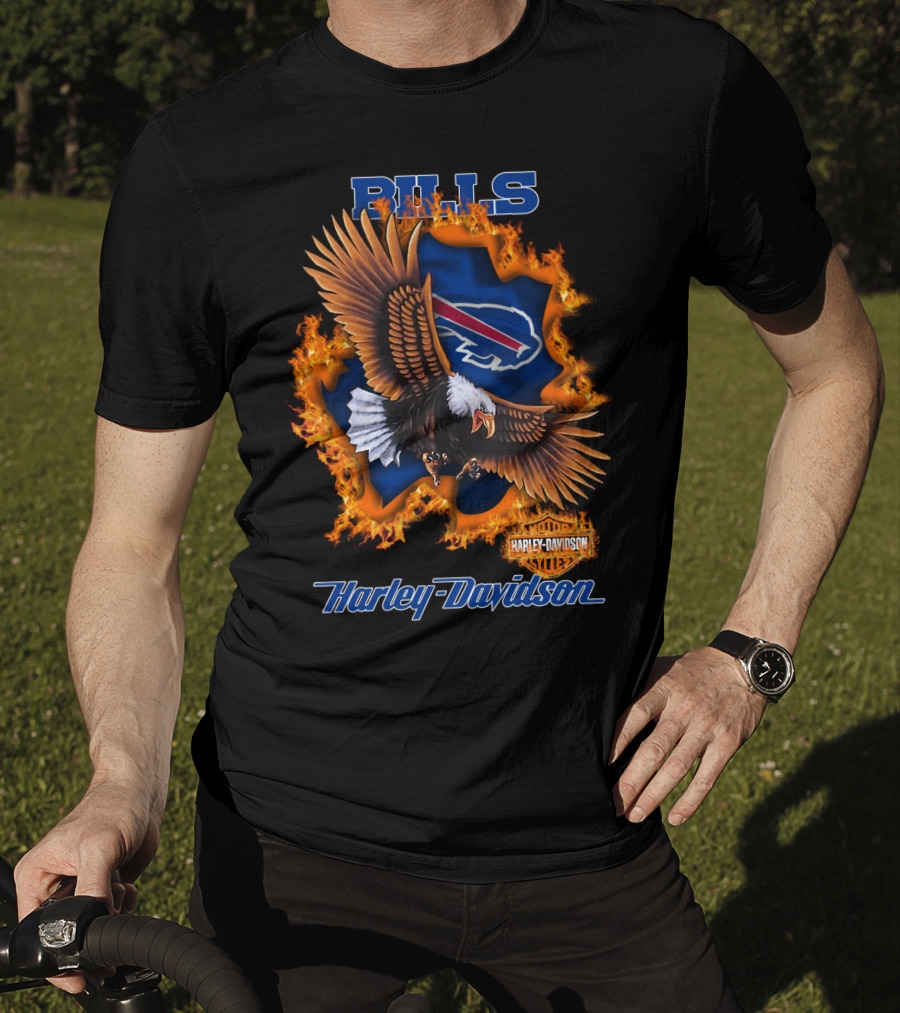 Bills Harley Davidson Buffalo Bills Eagle Flames T-Shirt