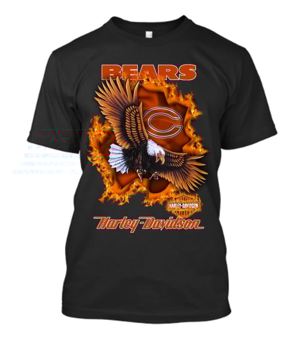 Bears Harley Davidson Chicago Bears Flaming Eagle T-Shirt