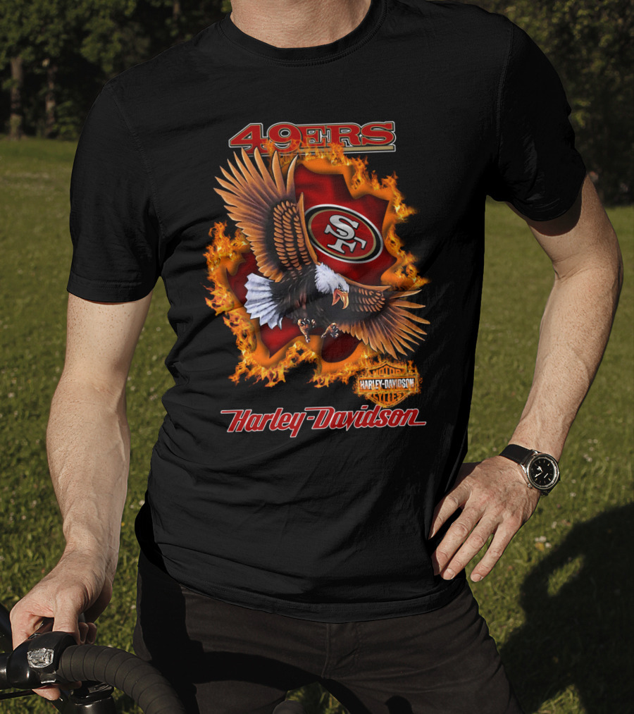 49ers Sf Harley Davidson Eagle Flame T-Shirt
