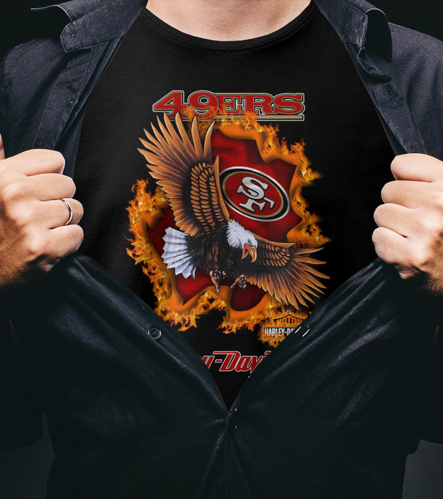 49ers Sf Harley Davidson Eagle Flame T-Shirt