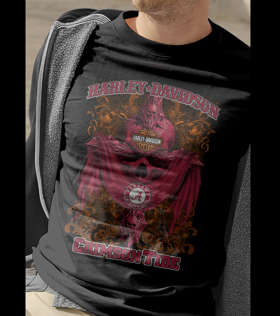 Harley Davidson Alabama Crimson Tide Motorcycles Ncaa 84 T-Shirt