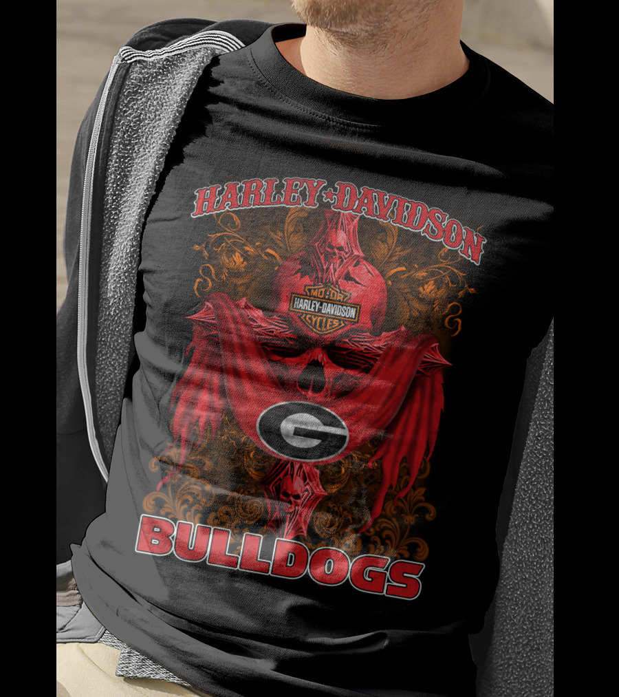 Harley Davidson Georgia Bulldogs Motorcycle Cycles T-Shirt