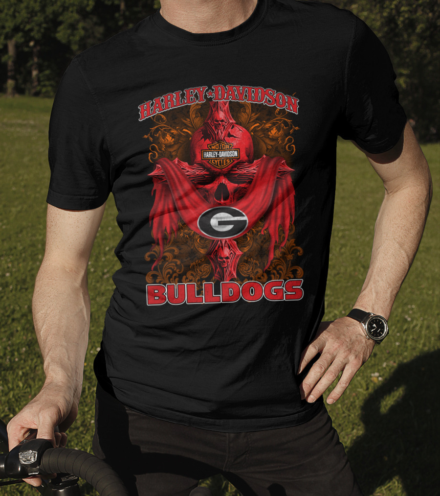 Harley Davidson Georgia Bulldogs Motorcycle Cycles T-Shirt