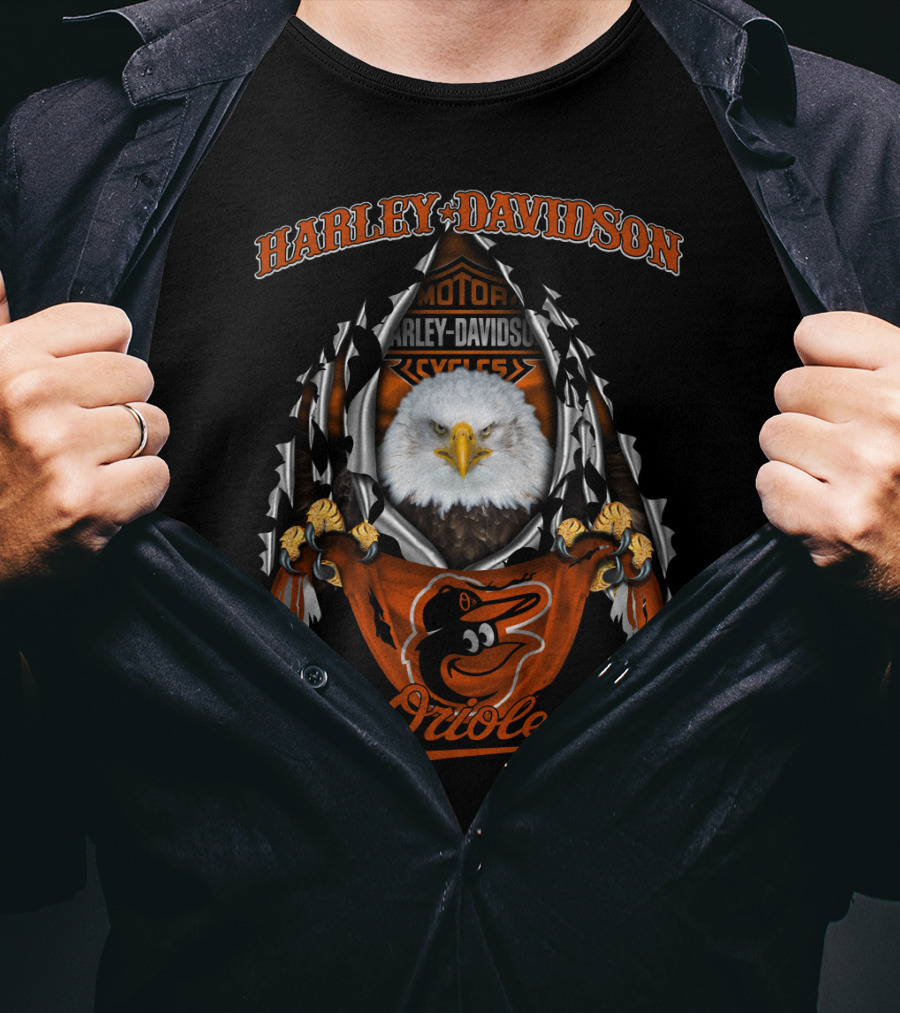 Harley Davidson Motorcycles Baltimore Orioles Eagle T-Shirt