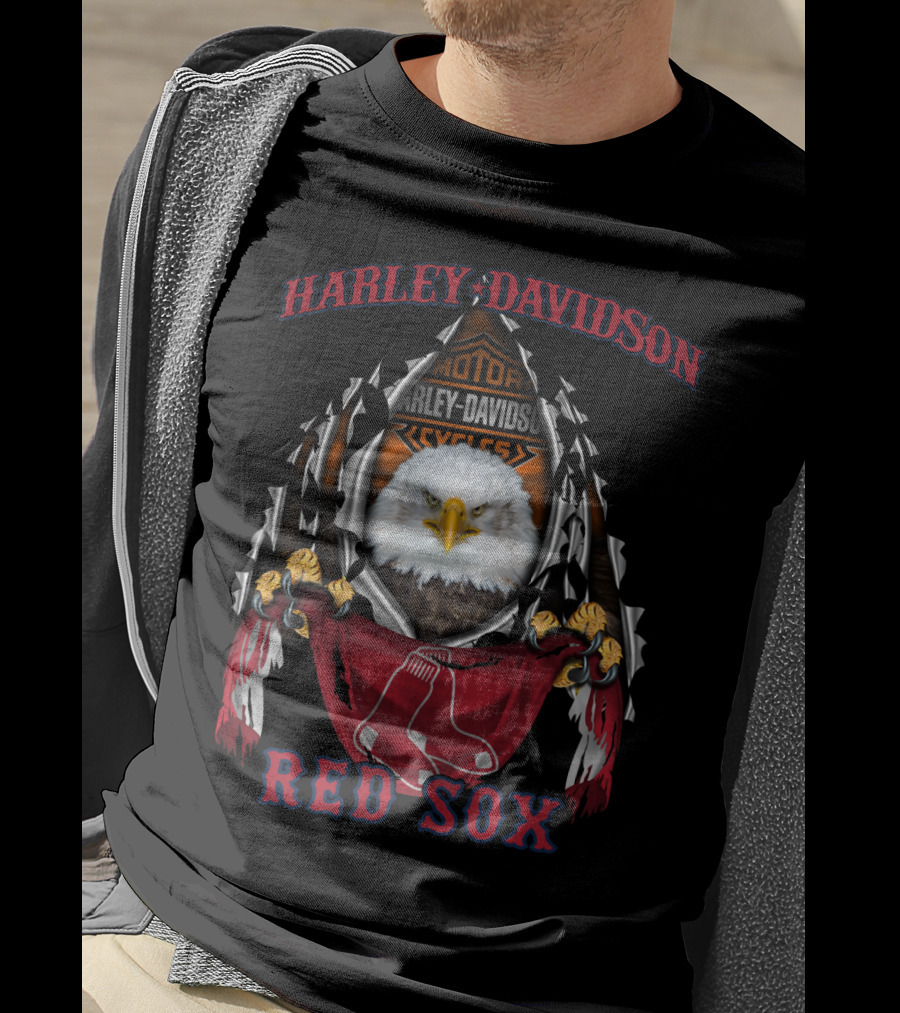 Harley Davidson Motorcycles Eagle Boston Red Sox T-Shirt