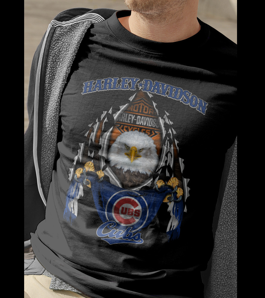 Harley Davidson Motor Eagles Cubs Chicago T-Shirt