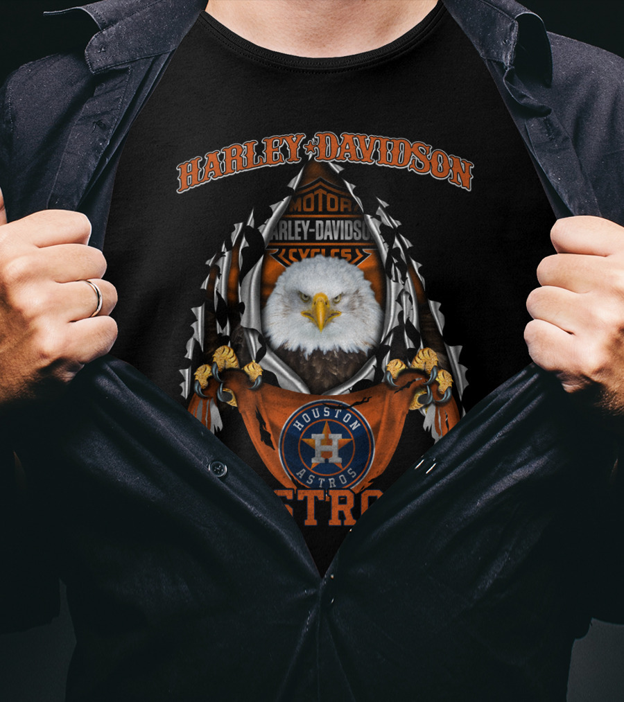 Harley Davidson Motor Cycles Houston Astros Eagle T-Shirt