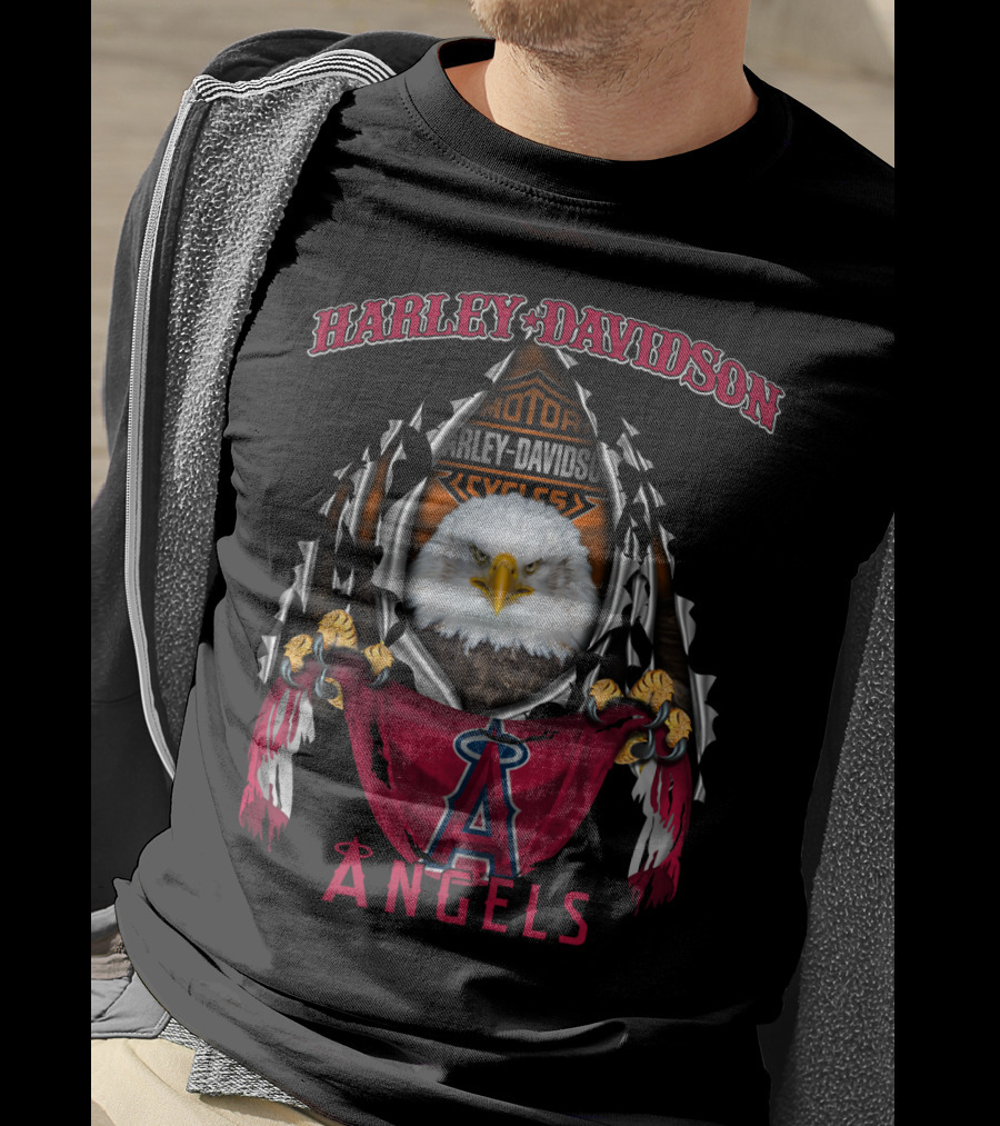 Harley Davidson Los Angeles Angels Motorcycles Eagle T-Shirt