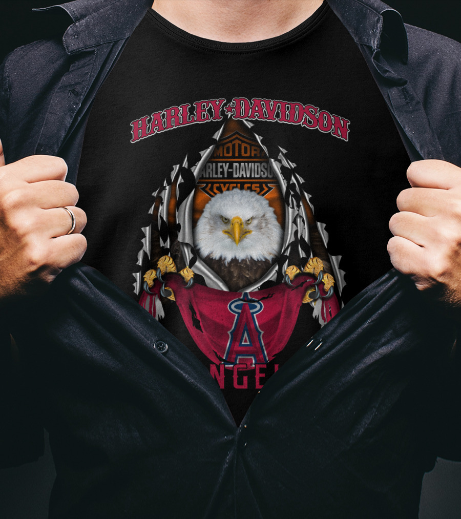 Harley Davidson Los Angeles Angels Motorcycles Eagle T-Shirt