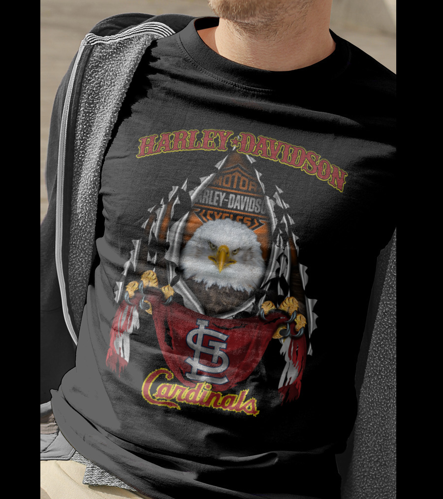 Harley Davidson St Louis Cardinals Bald Eagle T-Shirt