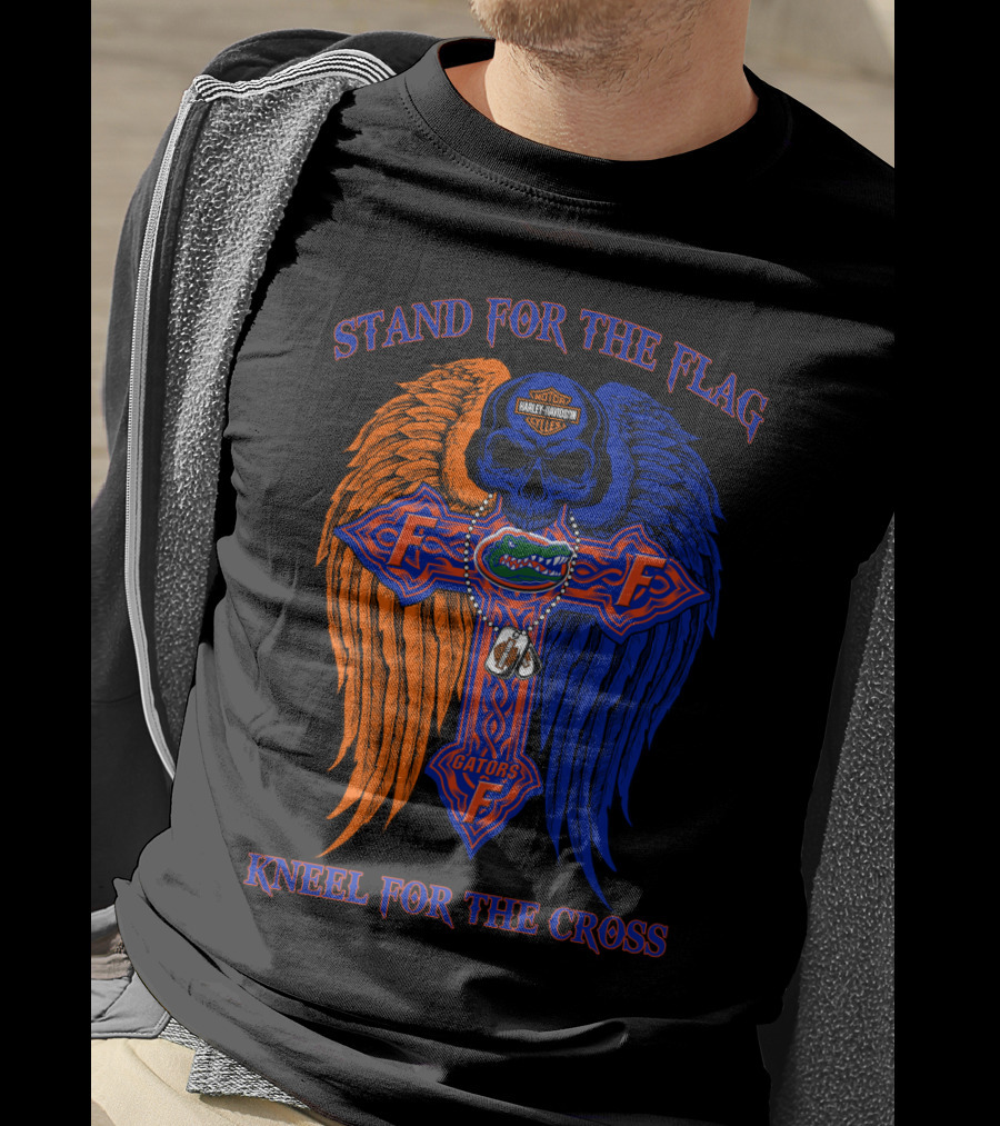 Stand For The Flag Kneel For The Cross Florida Gators Harley Davidson T-Shirt