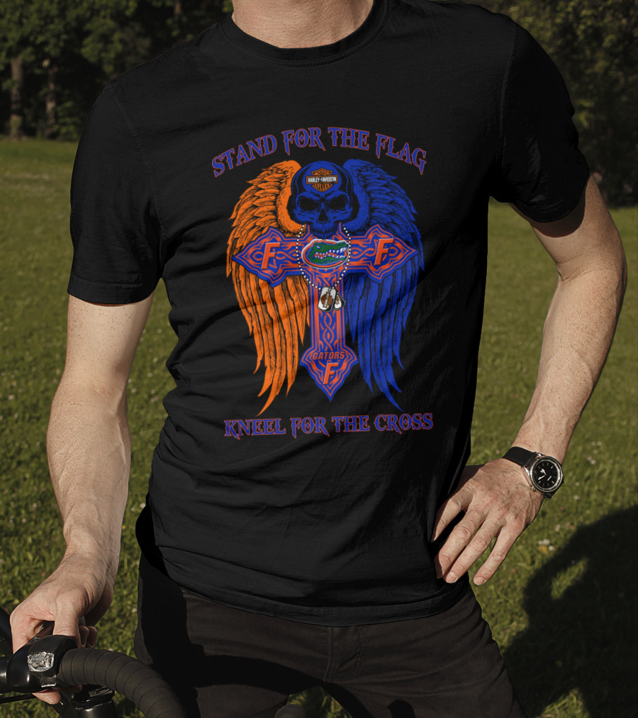 Stand For The Flag Kneel For The Cross Florida Gators Harley Davidson T-Shirt
