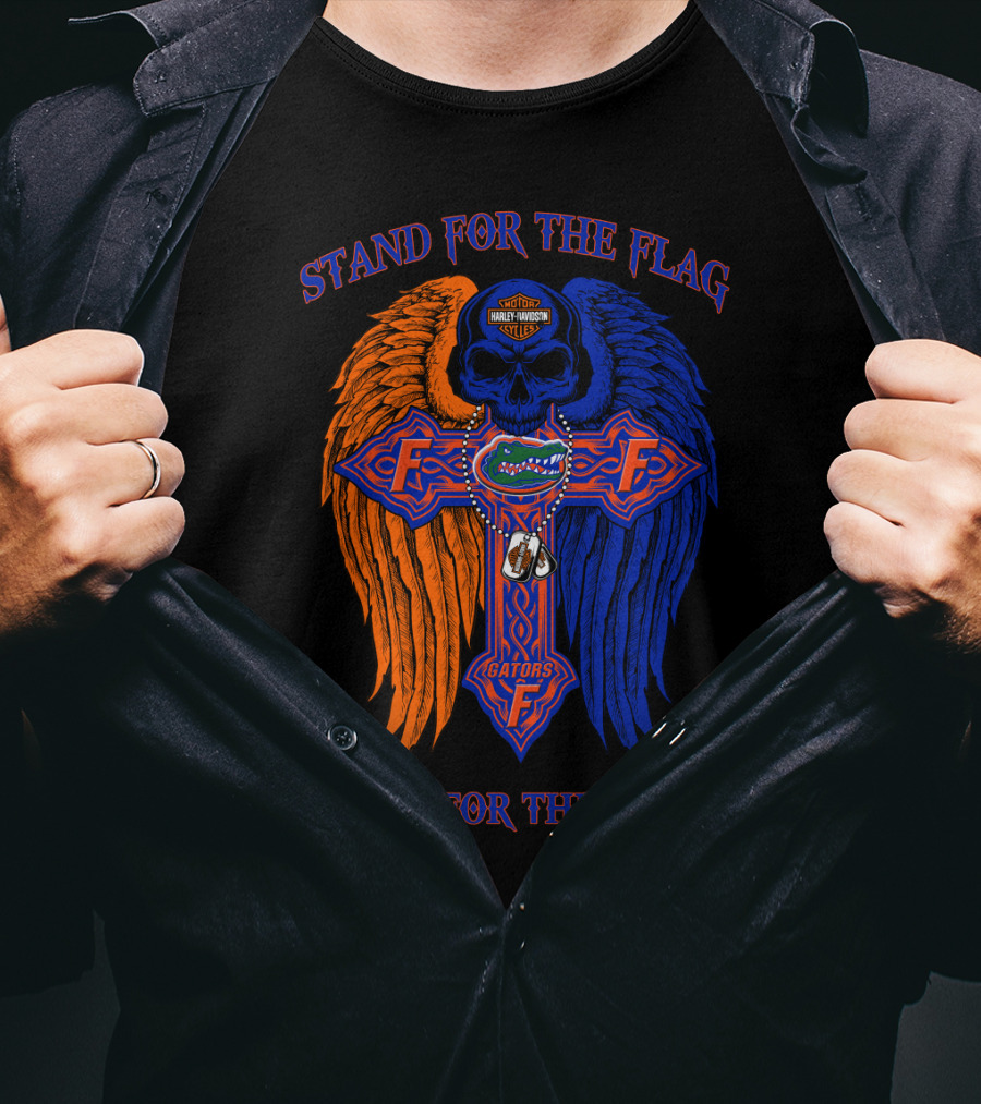 Stand For The Flag Kneel For The Cross Florida Gators Harley Davidson T-Shirt